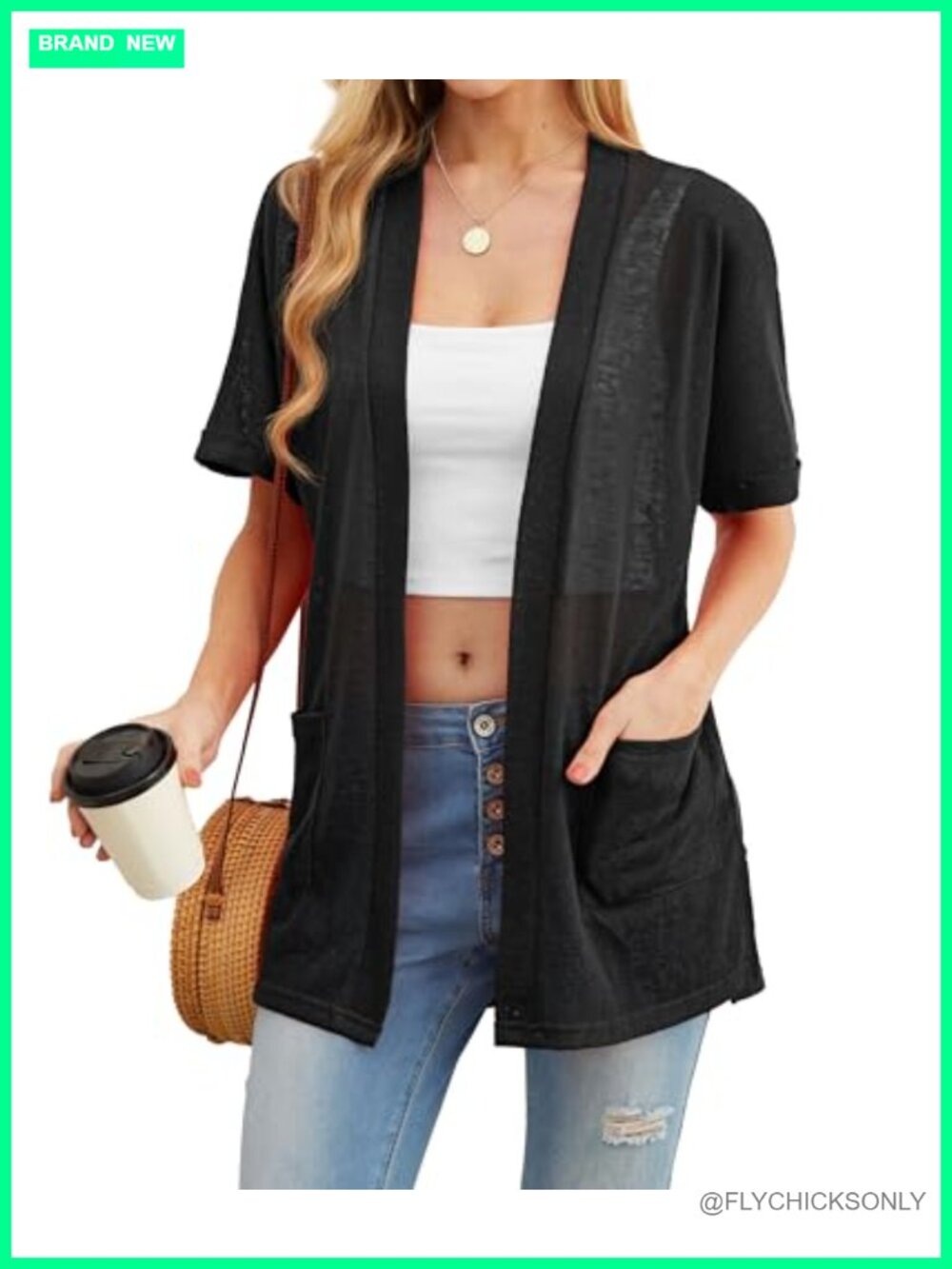 Sheer Short Sleeve Cardigan for Women Lightweight Knit Kimono Cover Up with